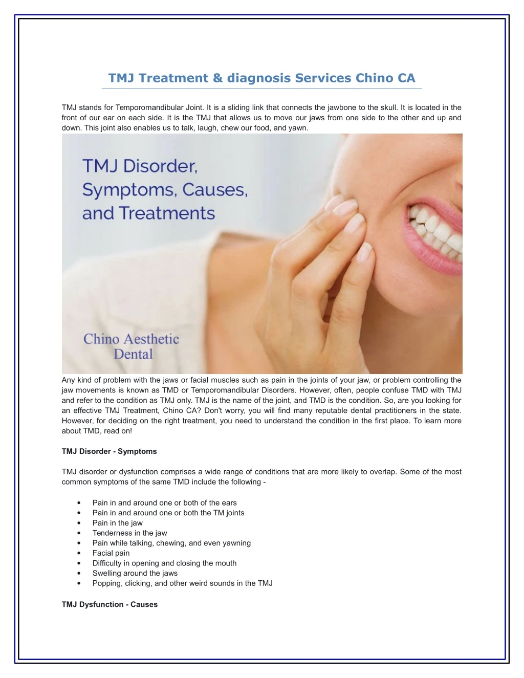 tmj treatment diagnosis services chino ca