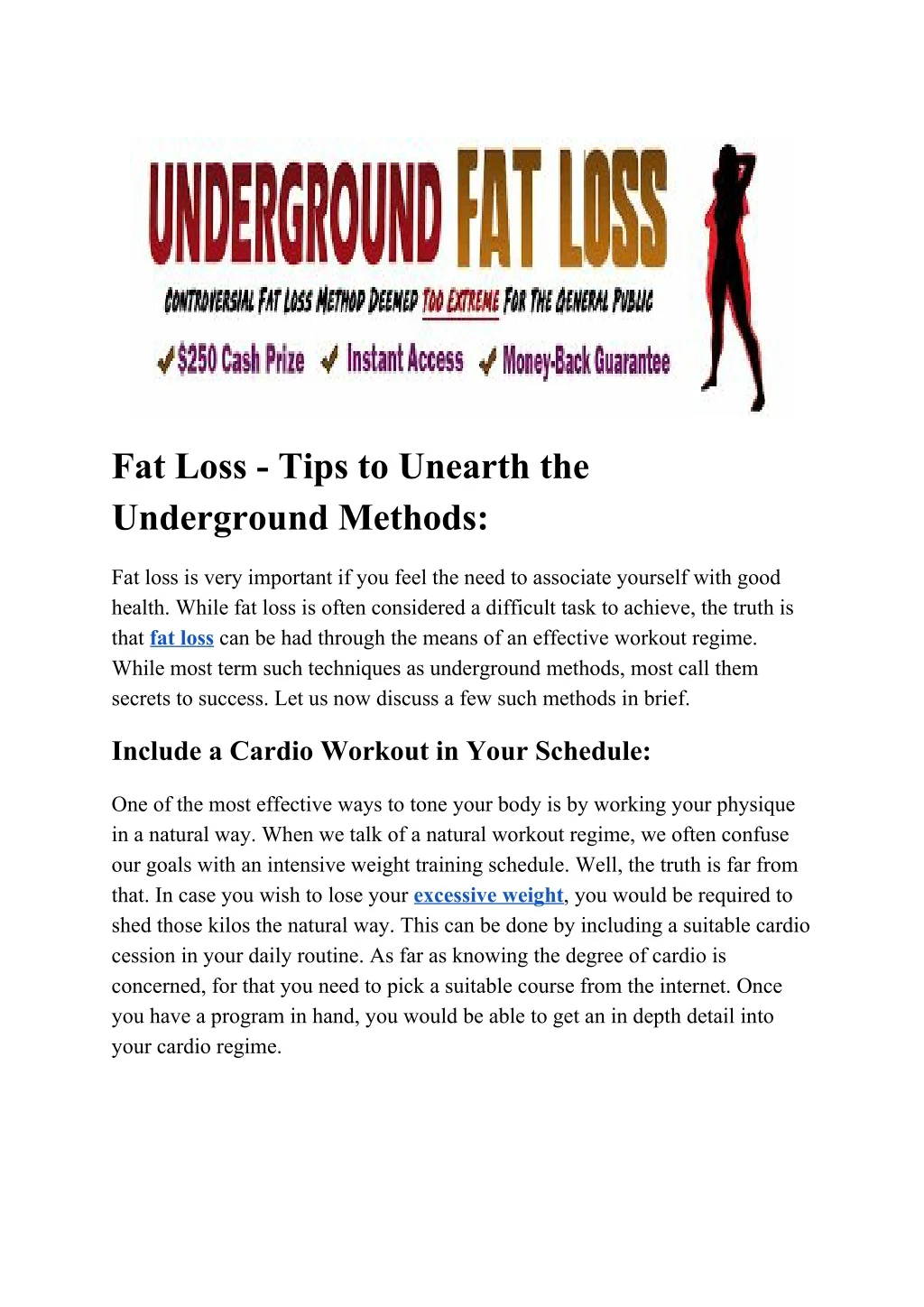 fat loss tips to unearth the underground methods