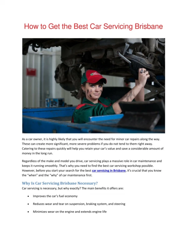 How to Get the Best Car Servicing Brisbane