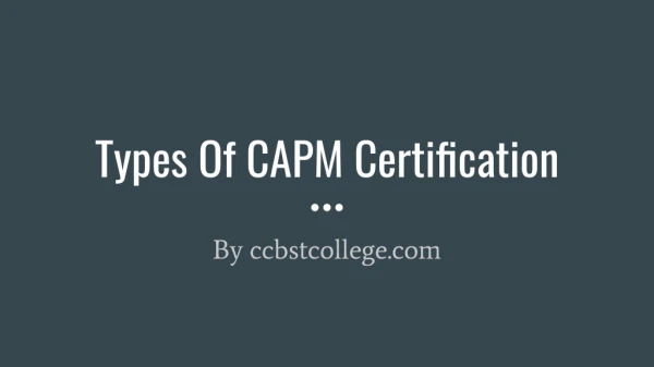 types of capm certification