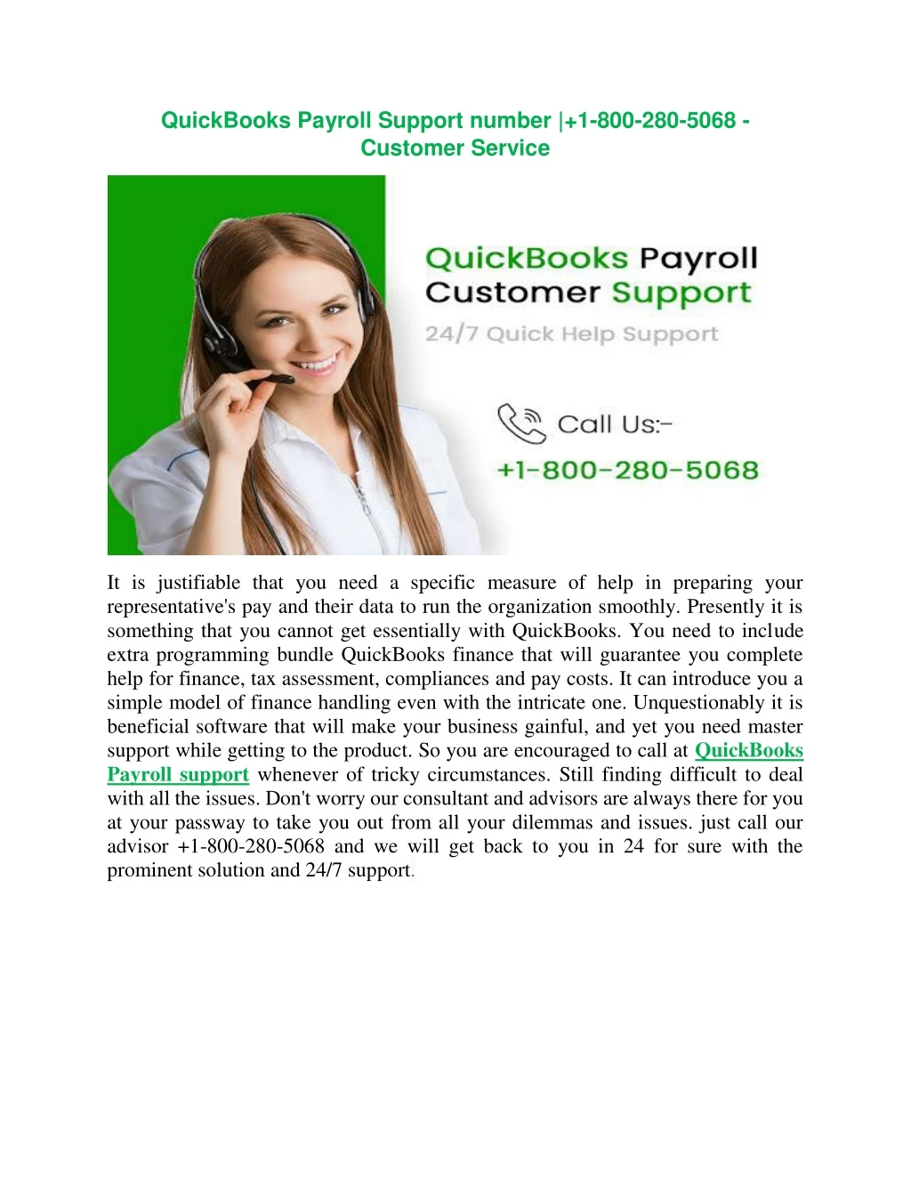 quickbooks payroll support number 1 800 280 5068