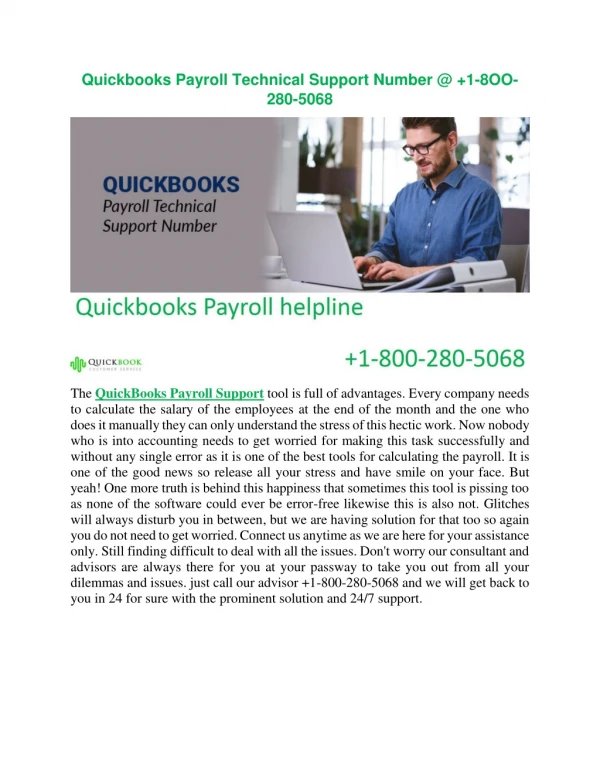 Quickbooks Payroll Technical Support Number @ 1-8OO-280-5068