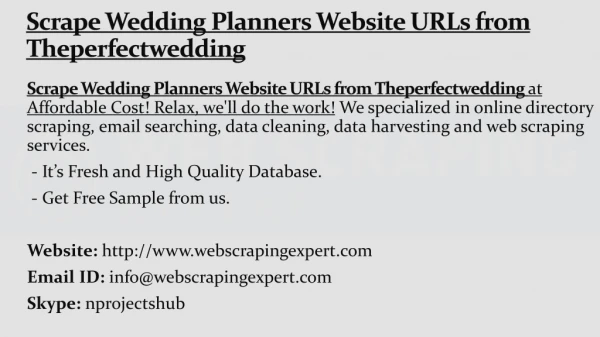 scrape wedding planners website urls from theperfectwedding