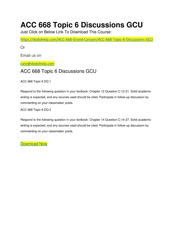 ACC 668 Topic 6 Discussions GCU