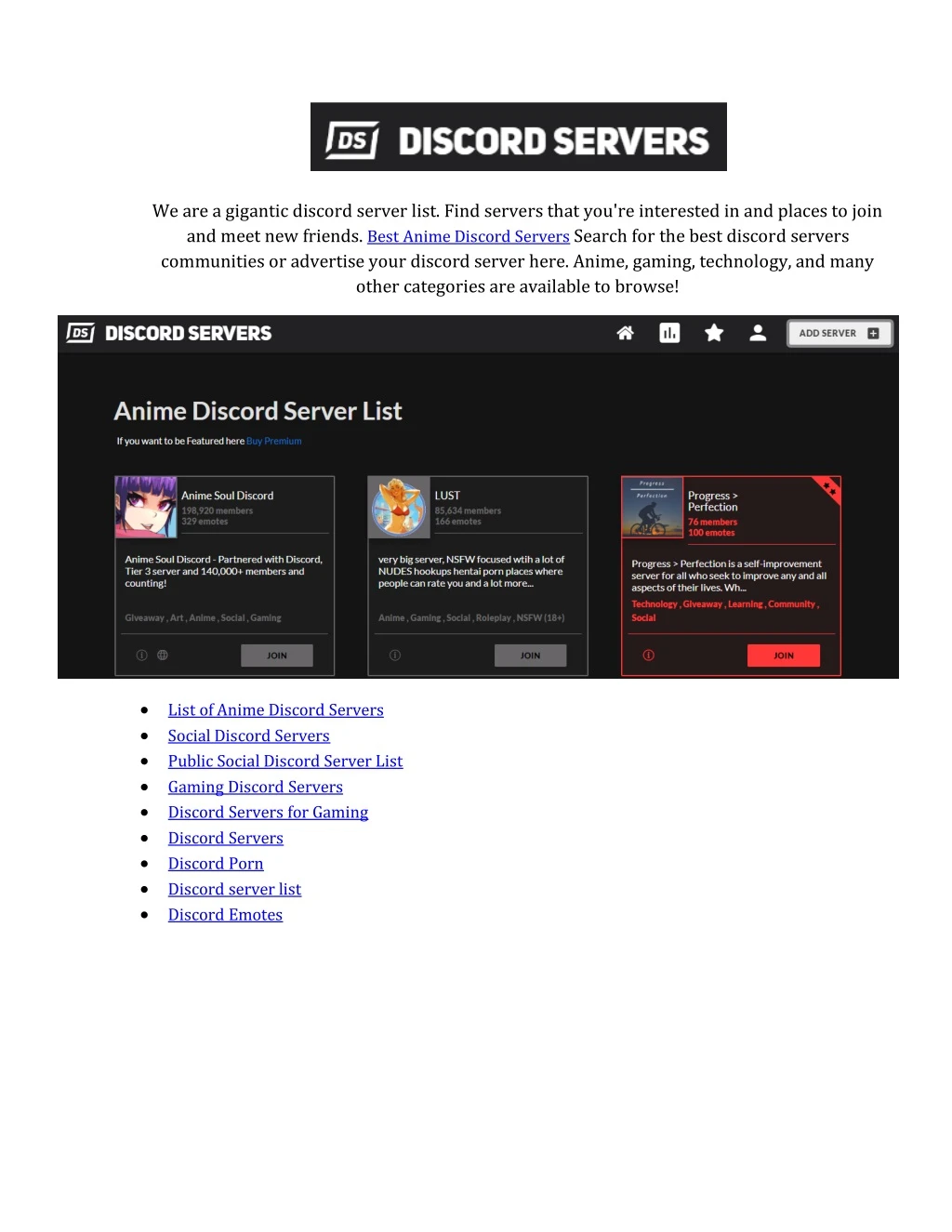 we are a gigantic discord server list find
