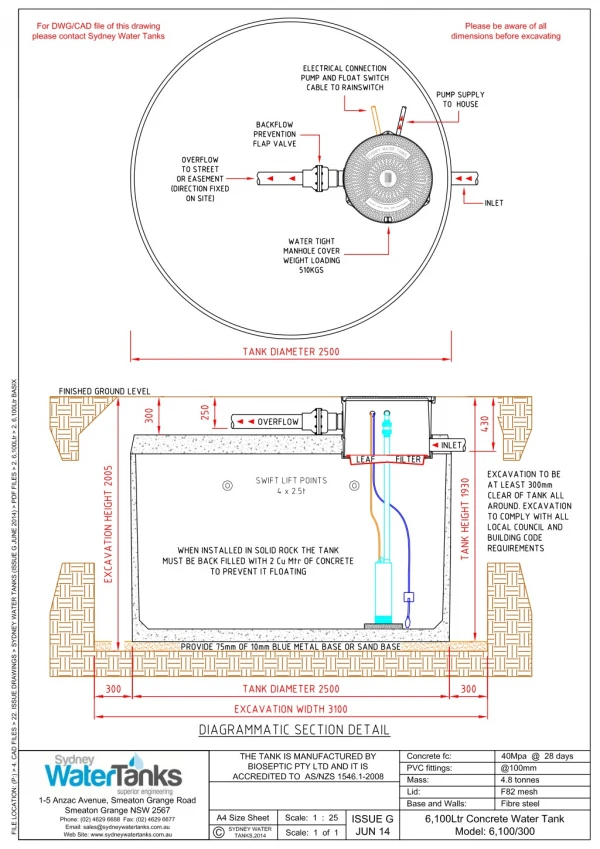 6,100 litre Medium Inground Tank