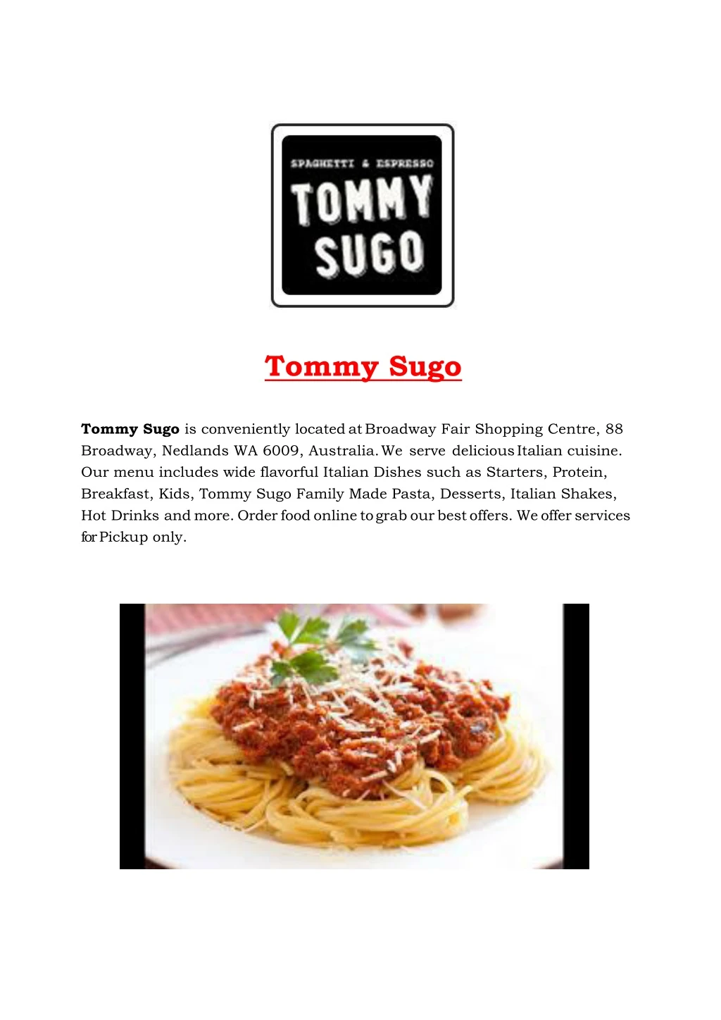 tommy sugo