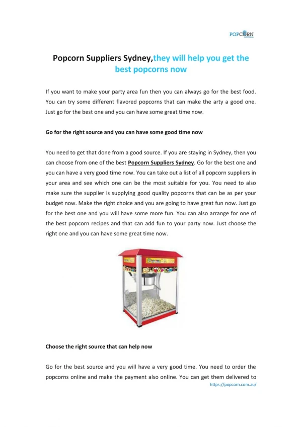 Popcorn Suppliers Sydney, they will help you get the best pop corns now