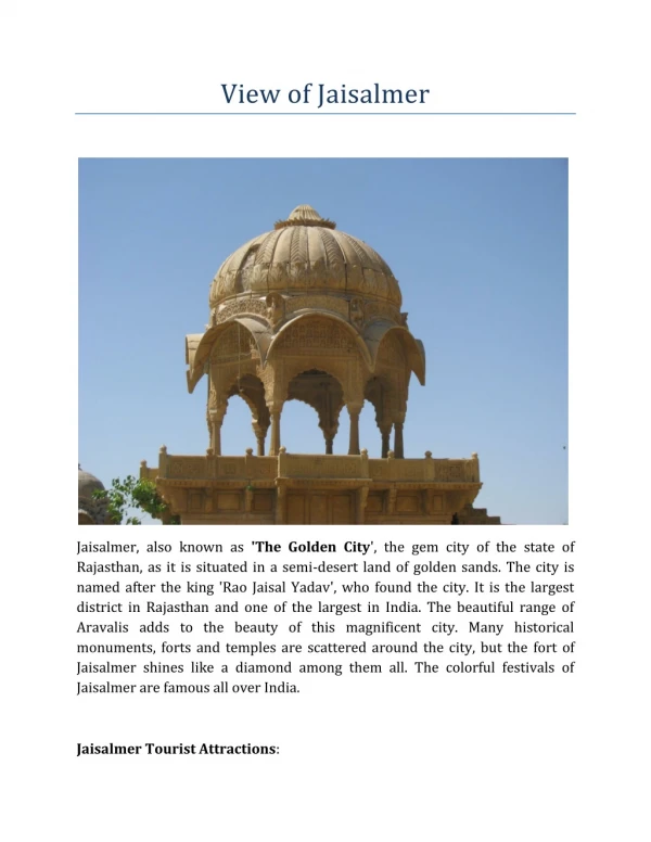 View of Jaisalmer