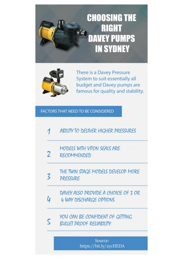 Choosing the Right Davey Pumps in Sydney