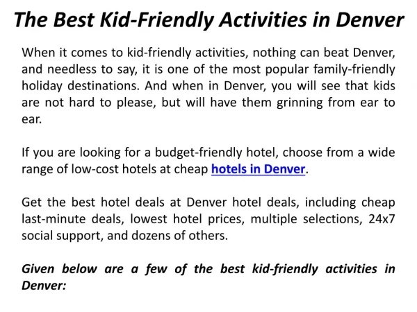 The Best Kid-Friendly Activities in Denver