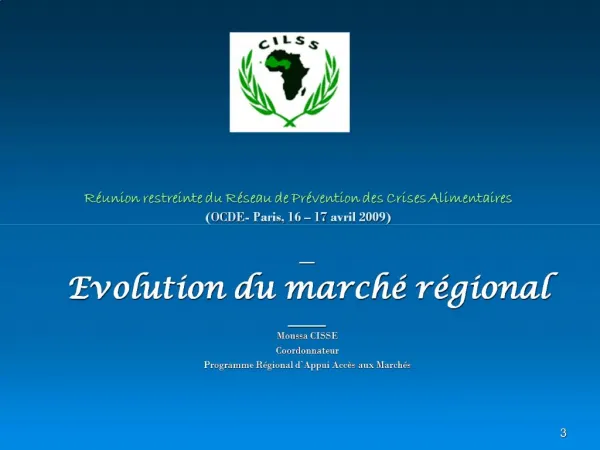 R union restreinte du R seau de Pr vention des Crises Alimentaires OCDE- Paris, 16 17 avril 2009