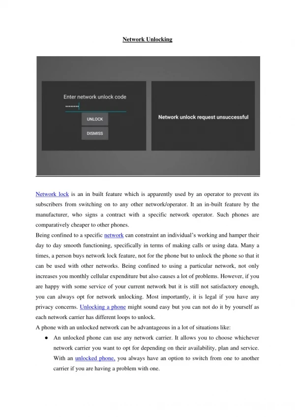 network unlocking