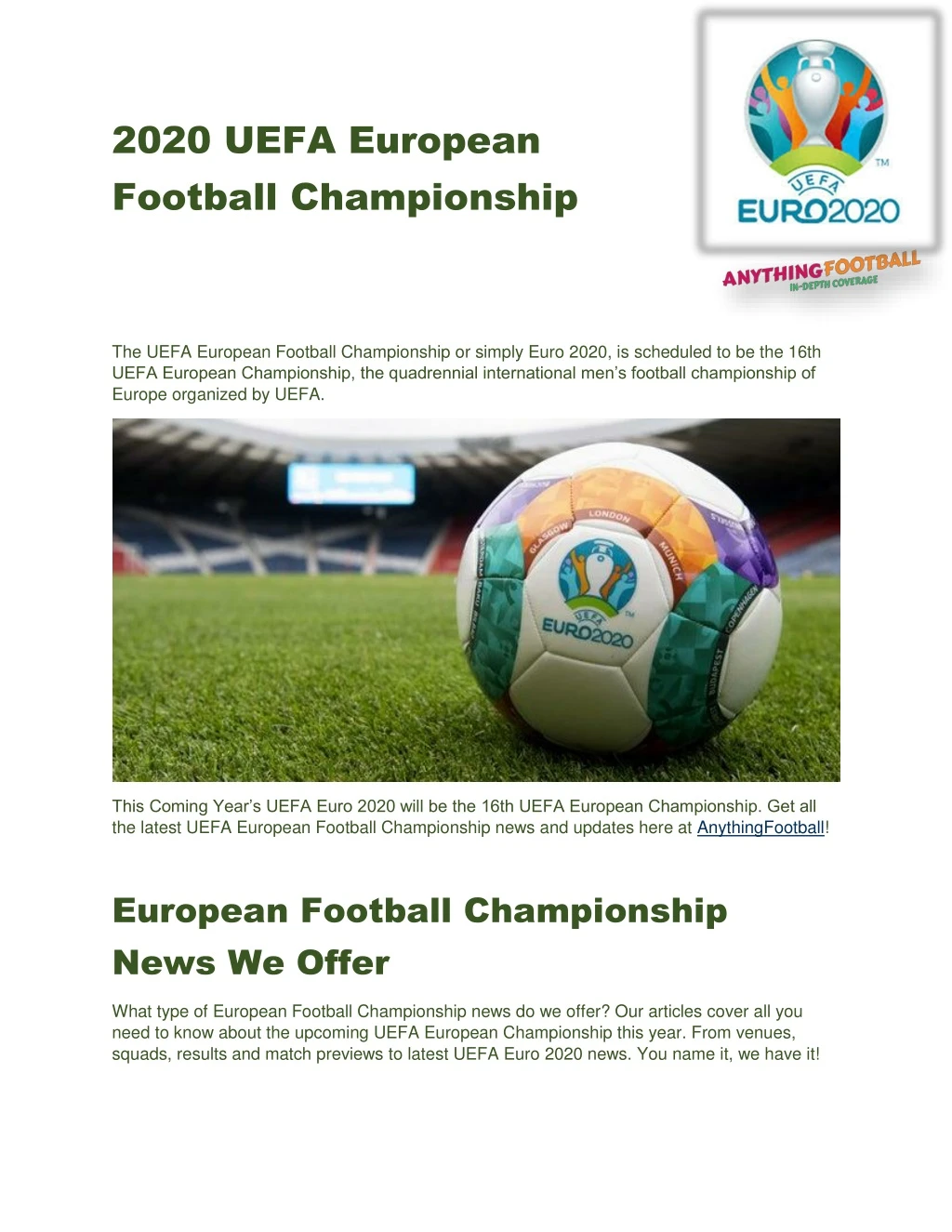 2020 uefa european football championship