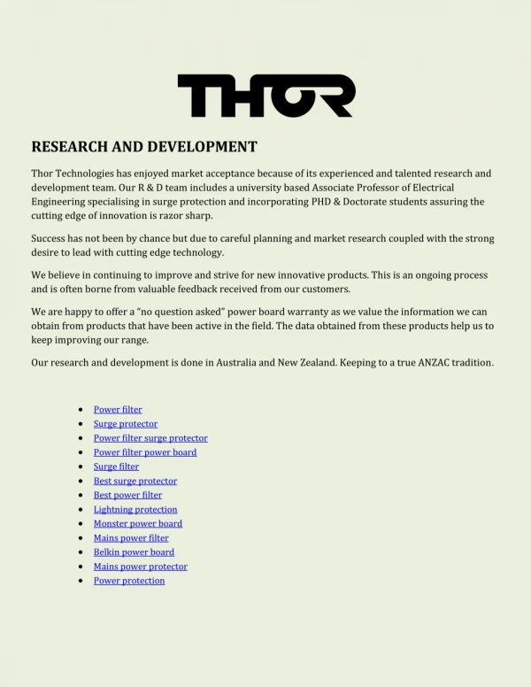 research and development