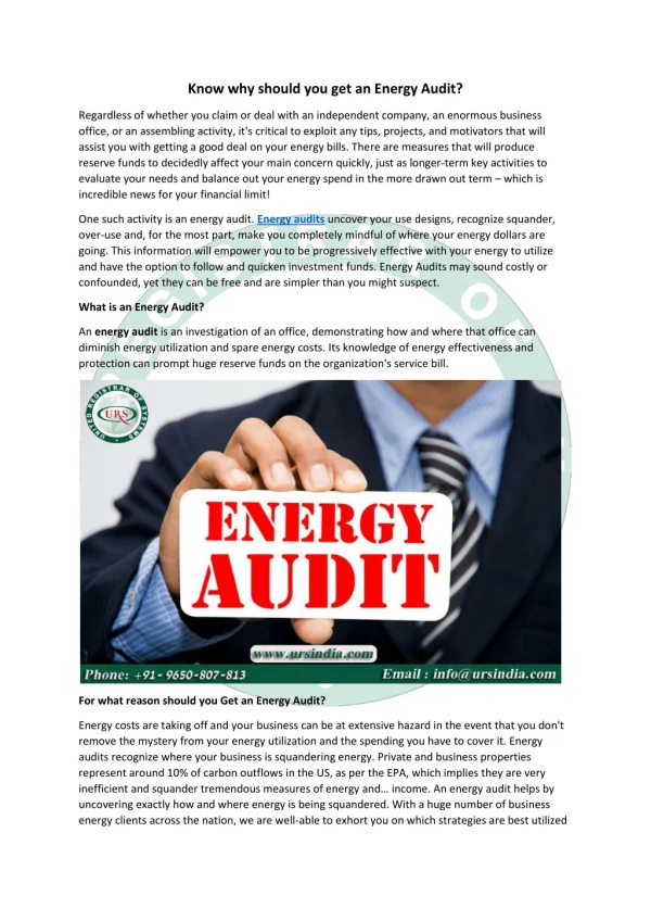 know why should you get an energy audit