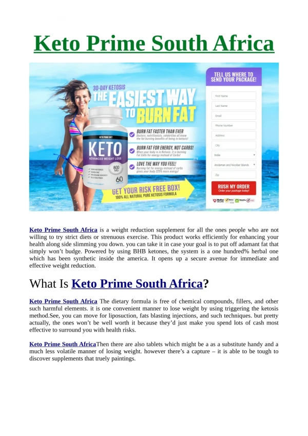 Keto Prime South Africa Complete Keto Work and Weight loss So Body Slim!