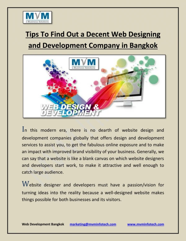 Tips to find out a decent web designing and development company in bangkok