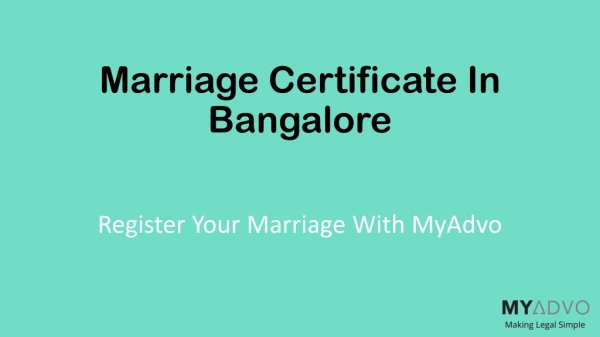 Apply For Marriage Certificate in Bangalore