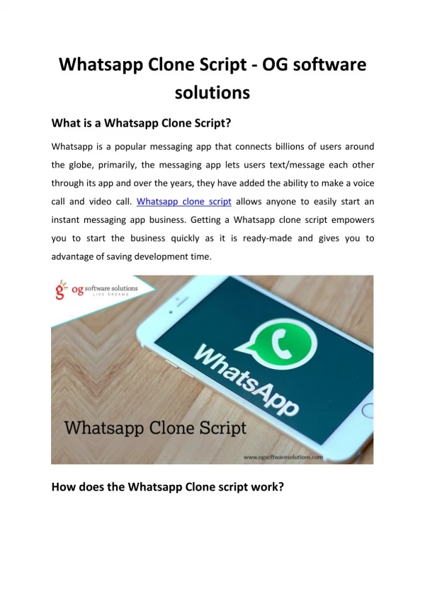 Whatsapp Clone Script - OG software solutions