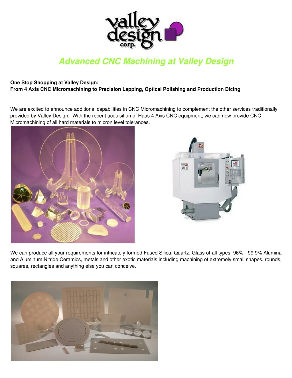 advanced cnc machining at valley design