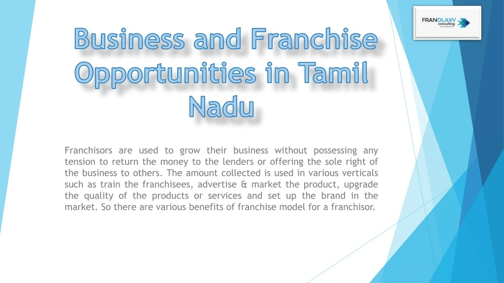 business and franchise opportunities in tamil nadu