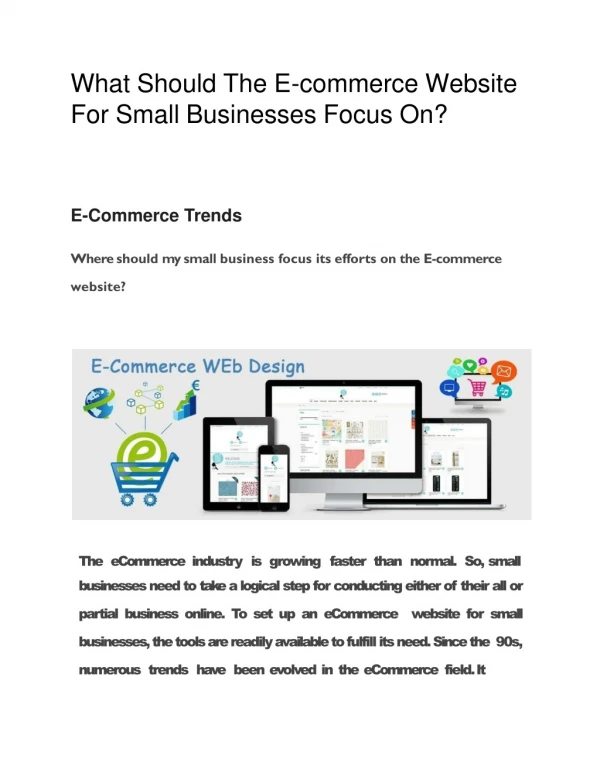 What Should The E-commerce Website For Small Businesses Focus On?