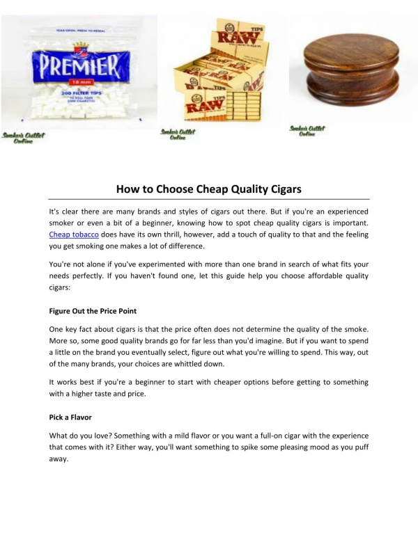 How to Choose Cheap Quality Cigars