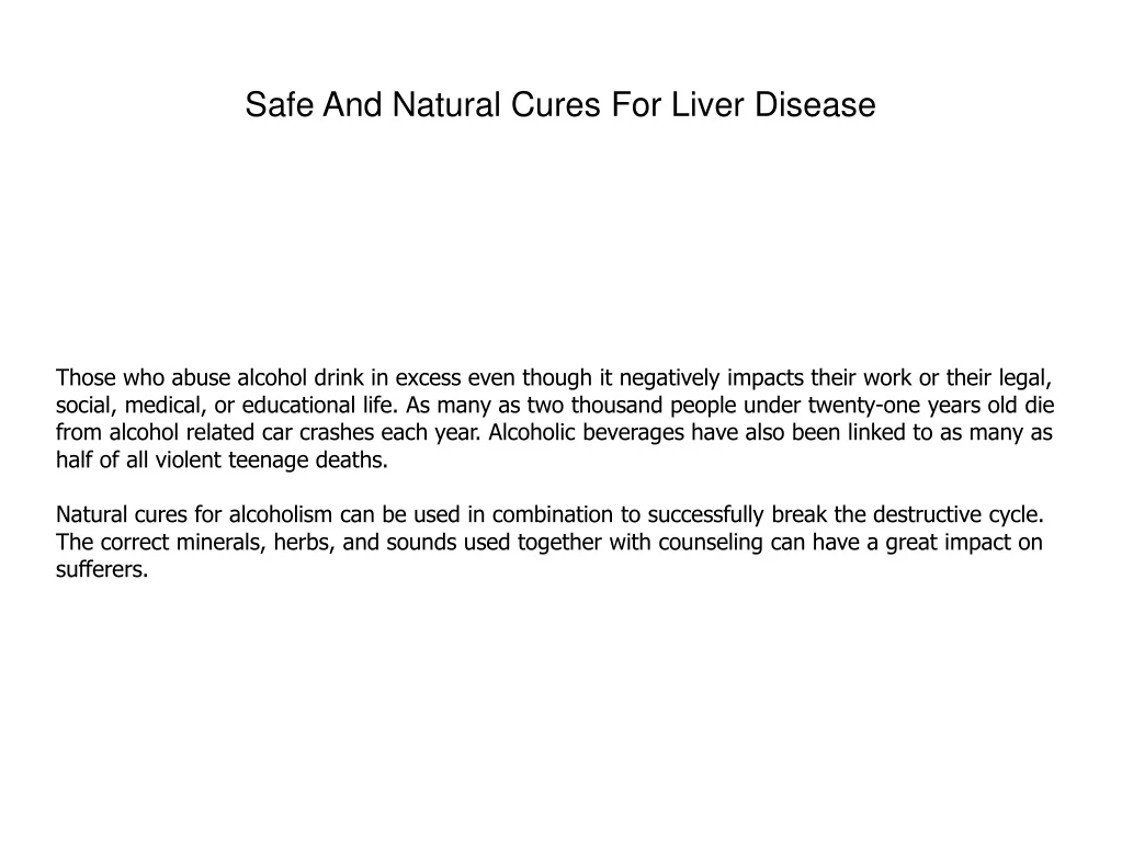 safe and natural cures for liver disease