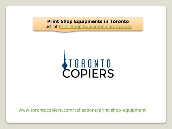 Print Shop Equipments in Toronto