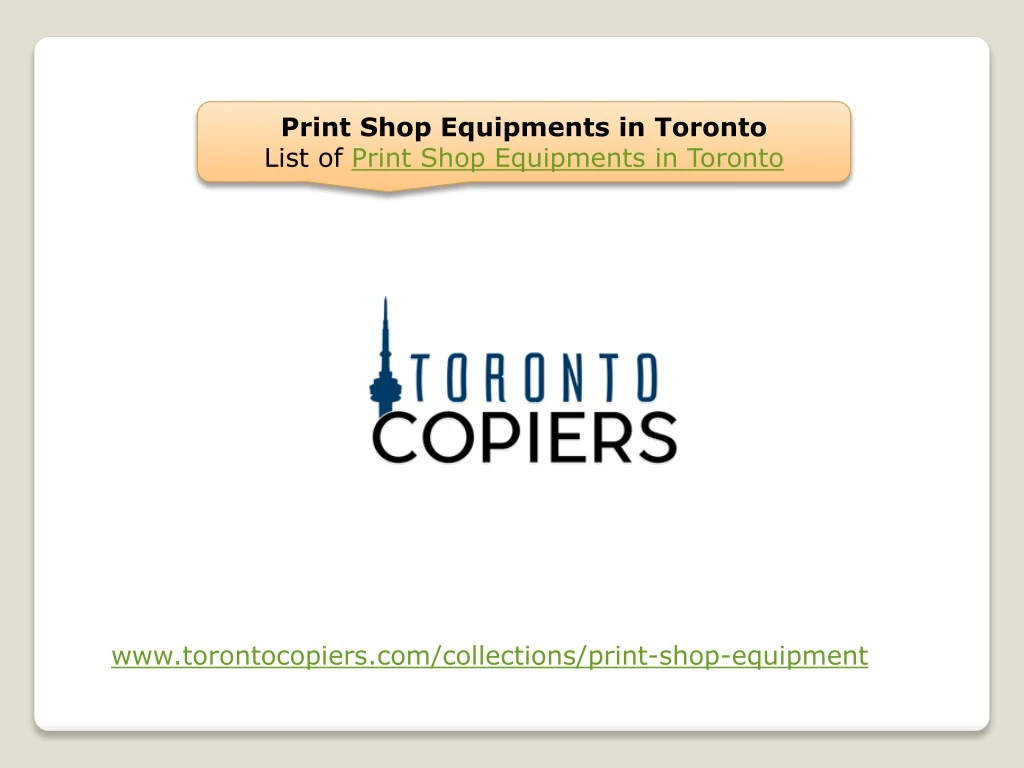 print shop equipments in toronto list of print