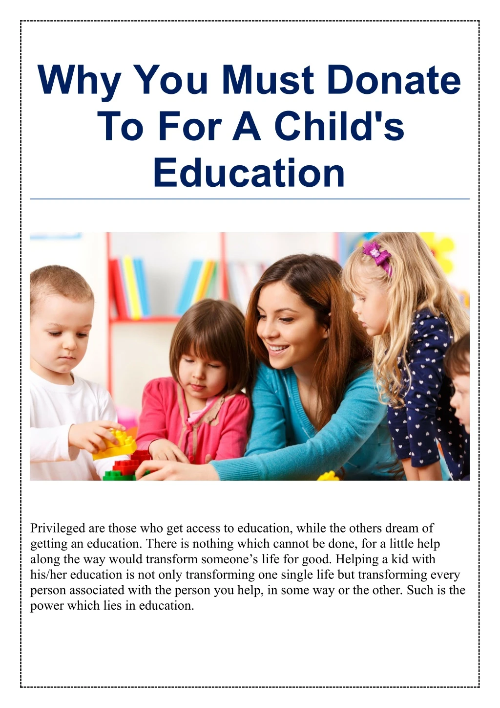 why you must donate to for a child s education