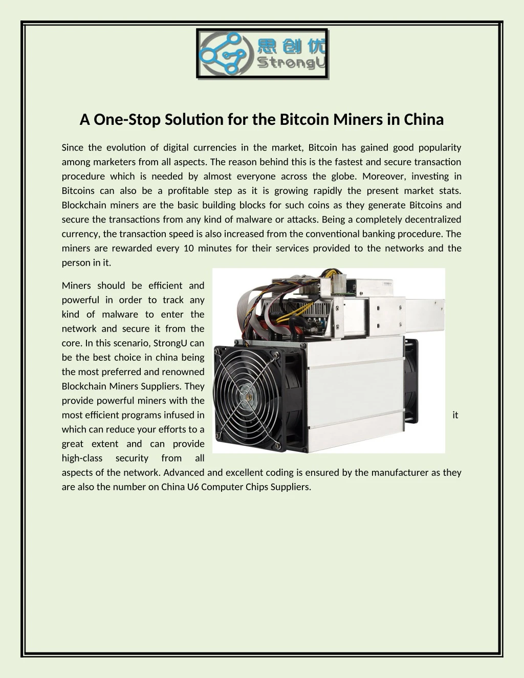a one stop solution for the bitcoin miners