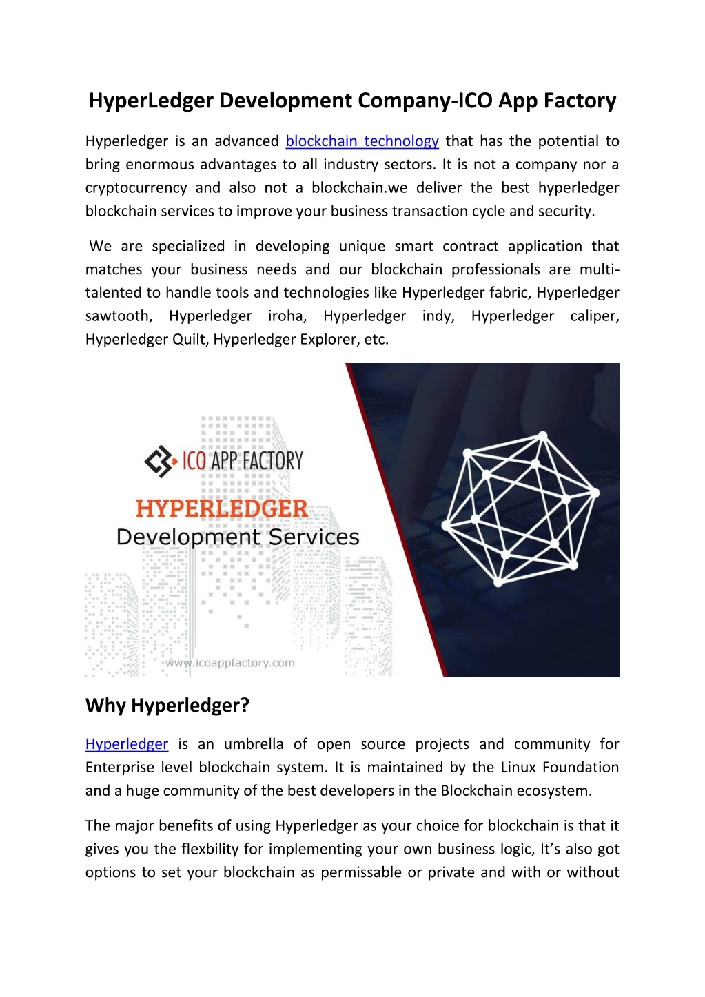 hyperledger development company ico app factory