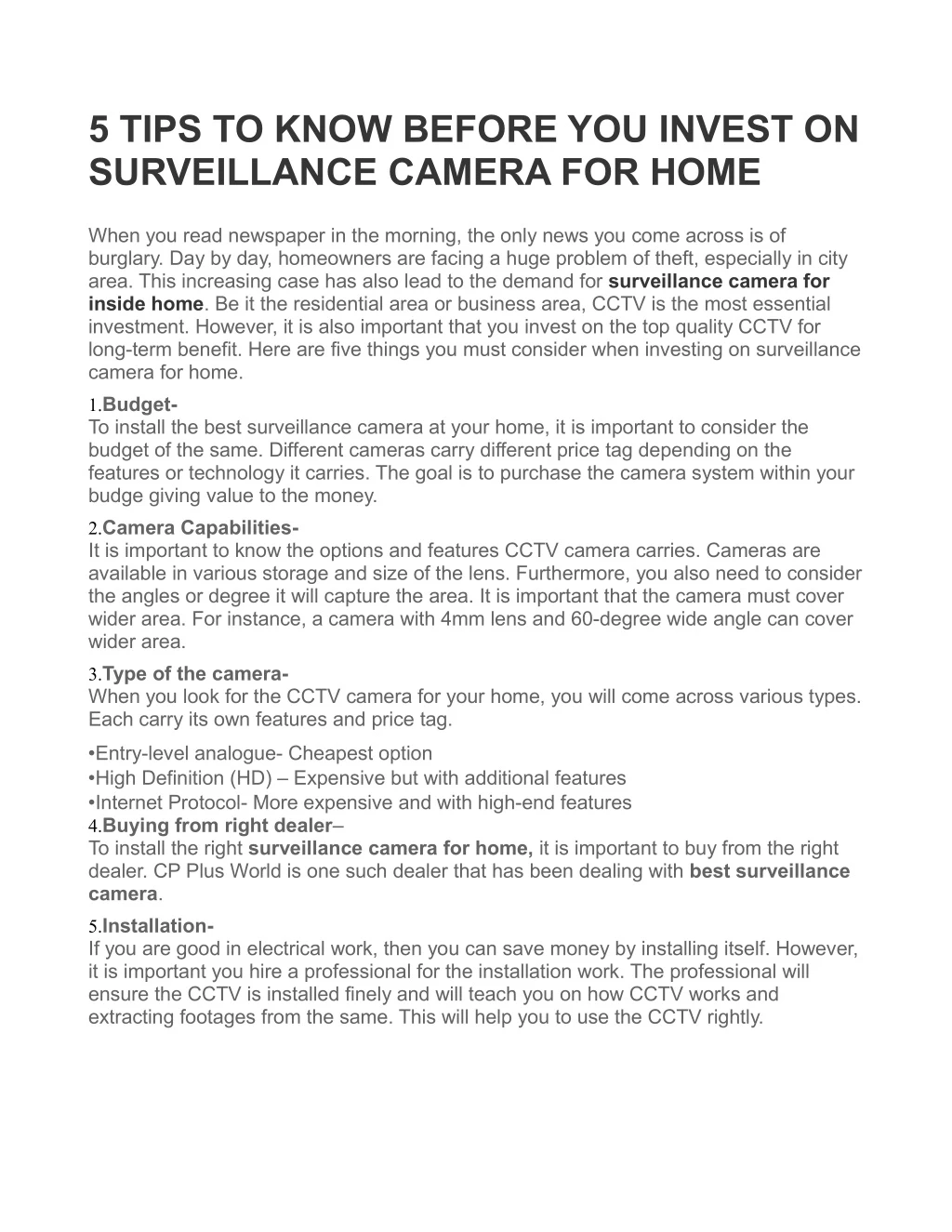 5 tips to know before you invest on surveillance