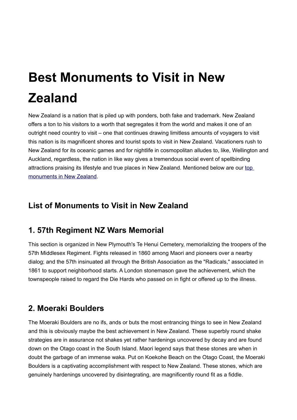 best monuments to visit in new zealand