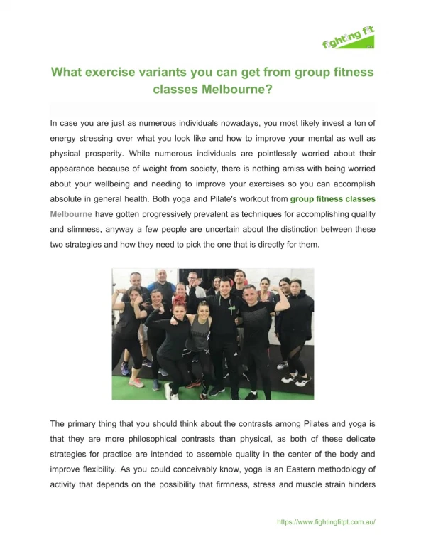 What exercise variants you can get from group fitness classes Melbourne?