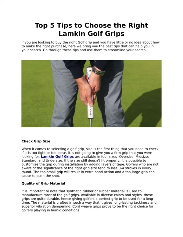 top 5 tips to choose the right lamkin golf grips