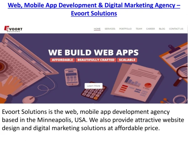 Web, Mobile App Development & Digital Marketing Agency - Evoort Solutions