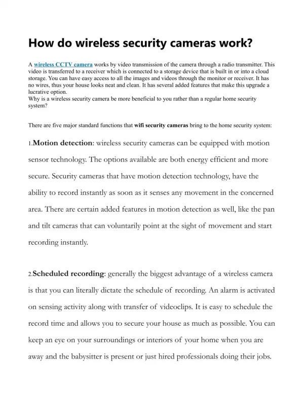 how do wireless security cameras work