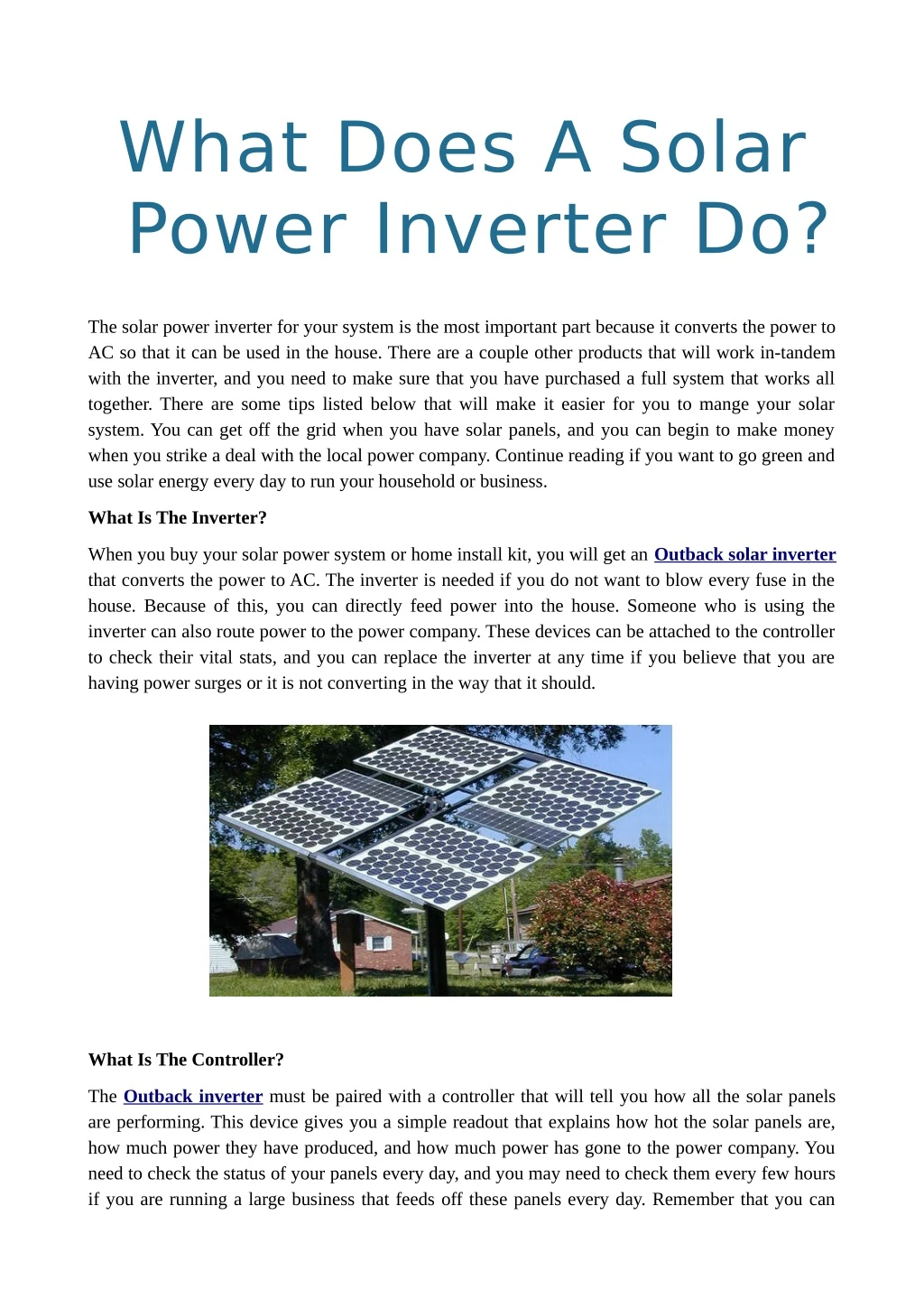 what does a solar power inverter do