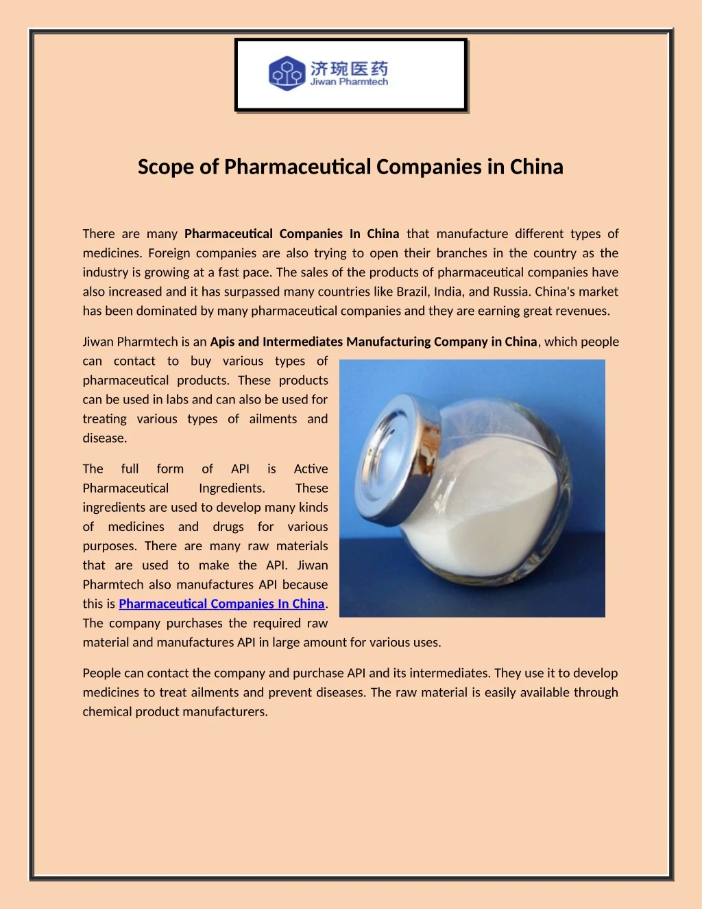 scope of pharmaceutical companies in china