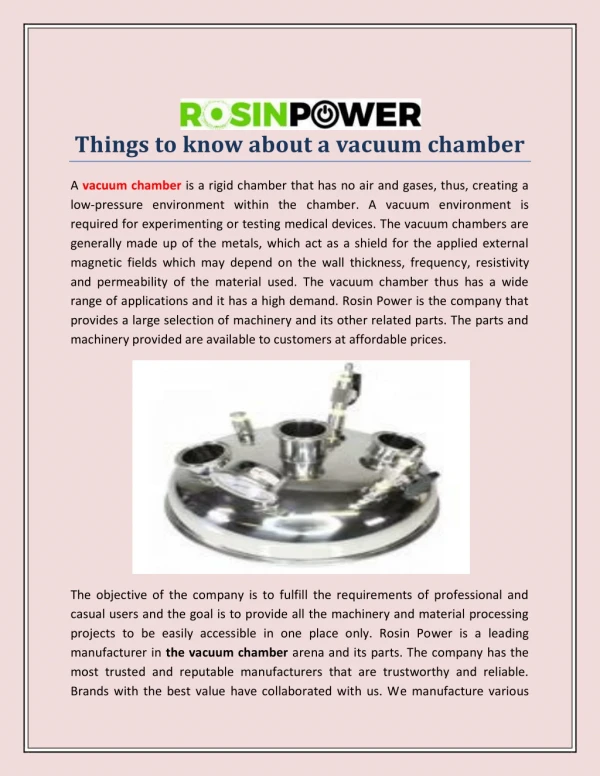 things to know about a vacuum chamber