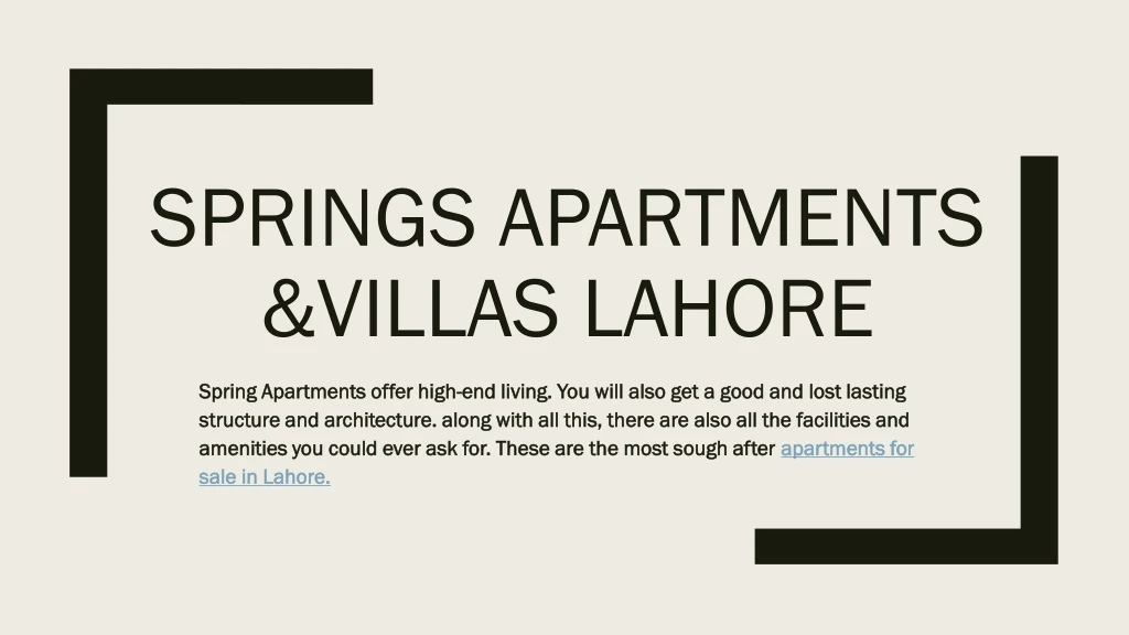 springs apartments villas lahore