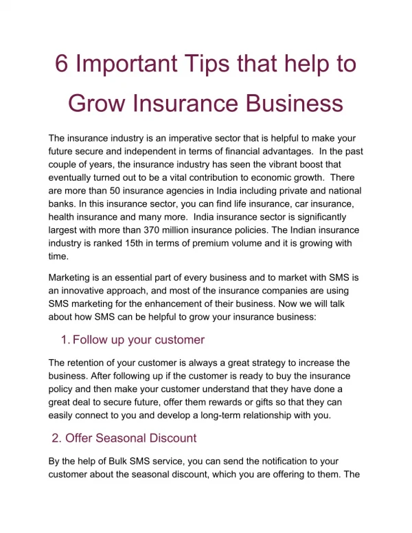 6 Important Tips that help to Grow Insurance Business