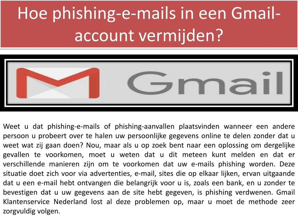 hoe phishing e mails in een gmail account