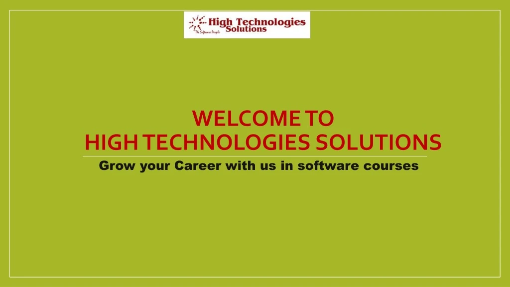 welcome to high technologies solutions