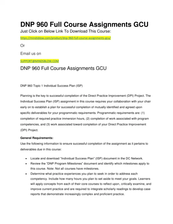dnp 960 full course assignments gcu just click