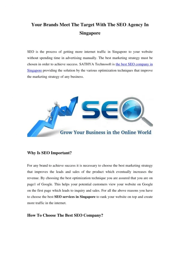 Your Brands Meet The Target With The SEO Agency In Singapore