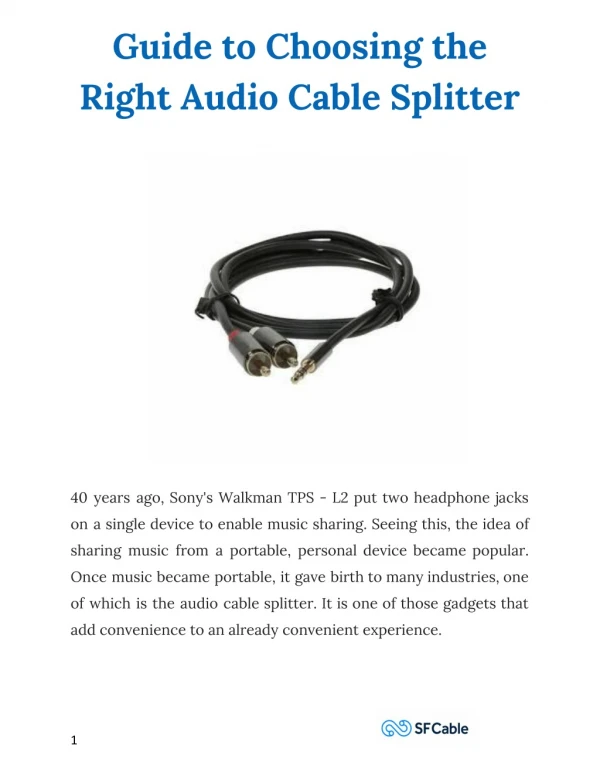 Guide to Choosing the Right Audio Cable Splitter